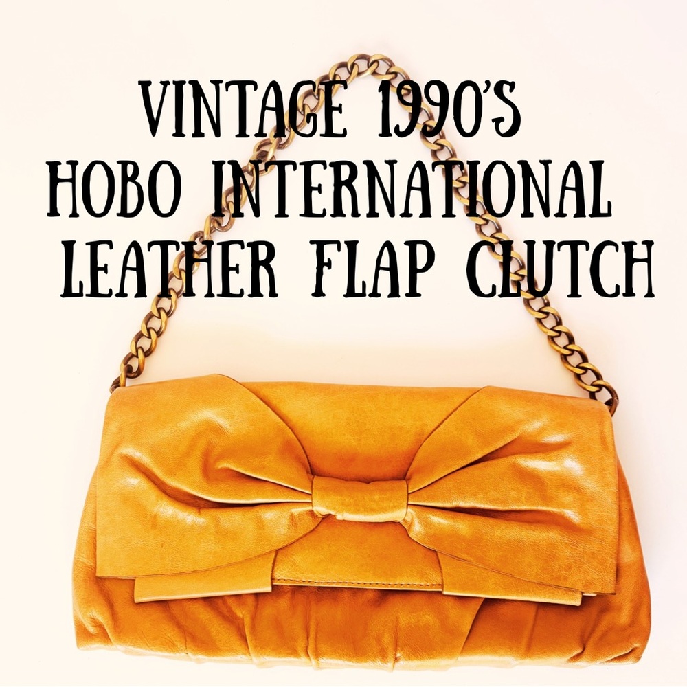 Vintage Leather Bow Flap Clutch